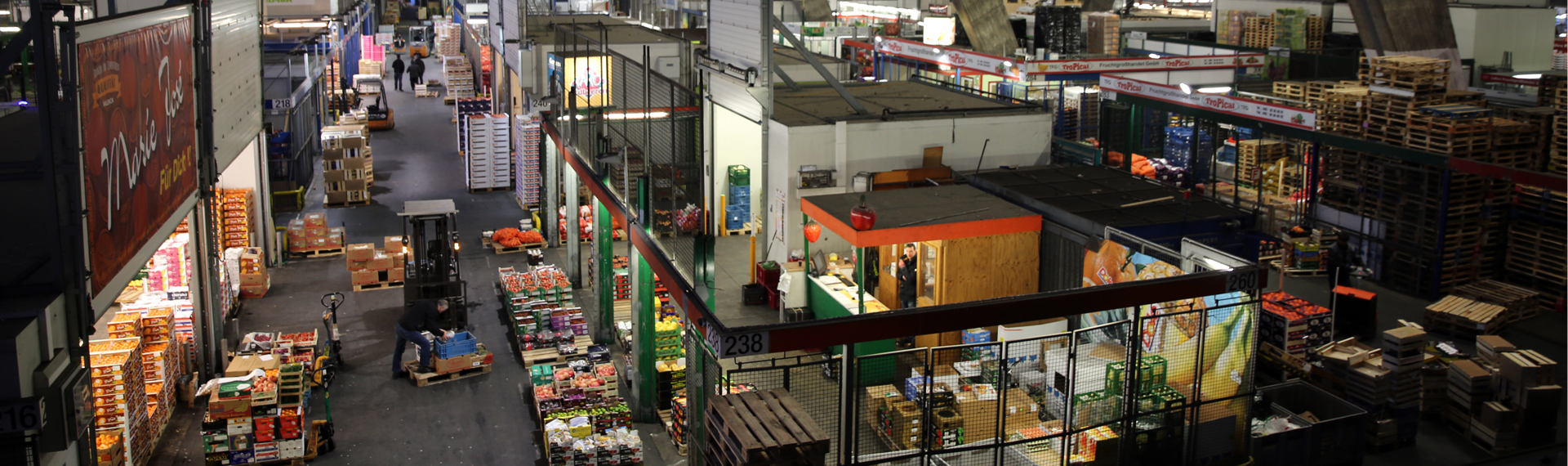 Ein Blick von oben in die Großmarkthalle
